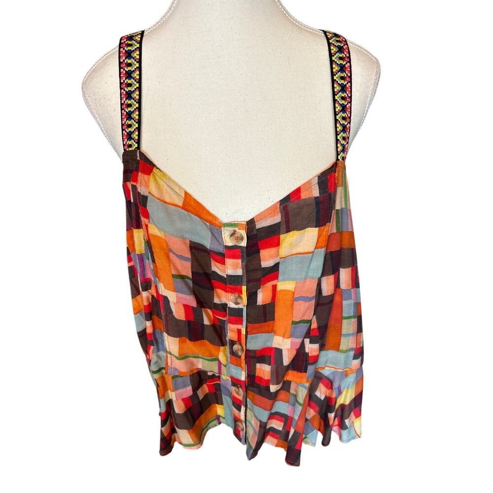 Pilcro Anthropologie | Patchwork Peplum Tank Top | XL (NWT)